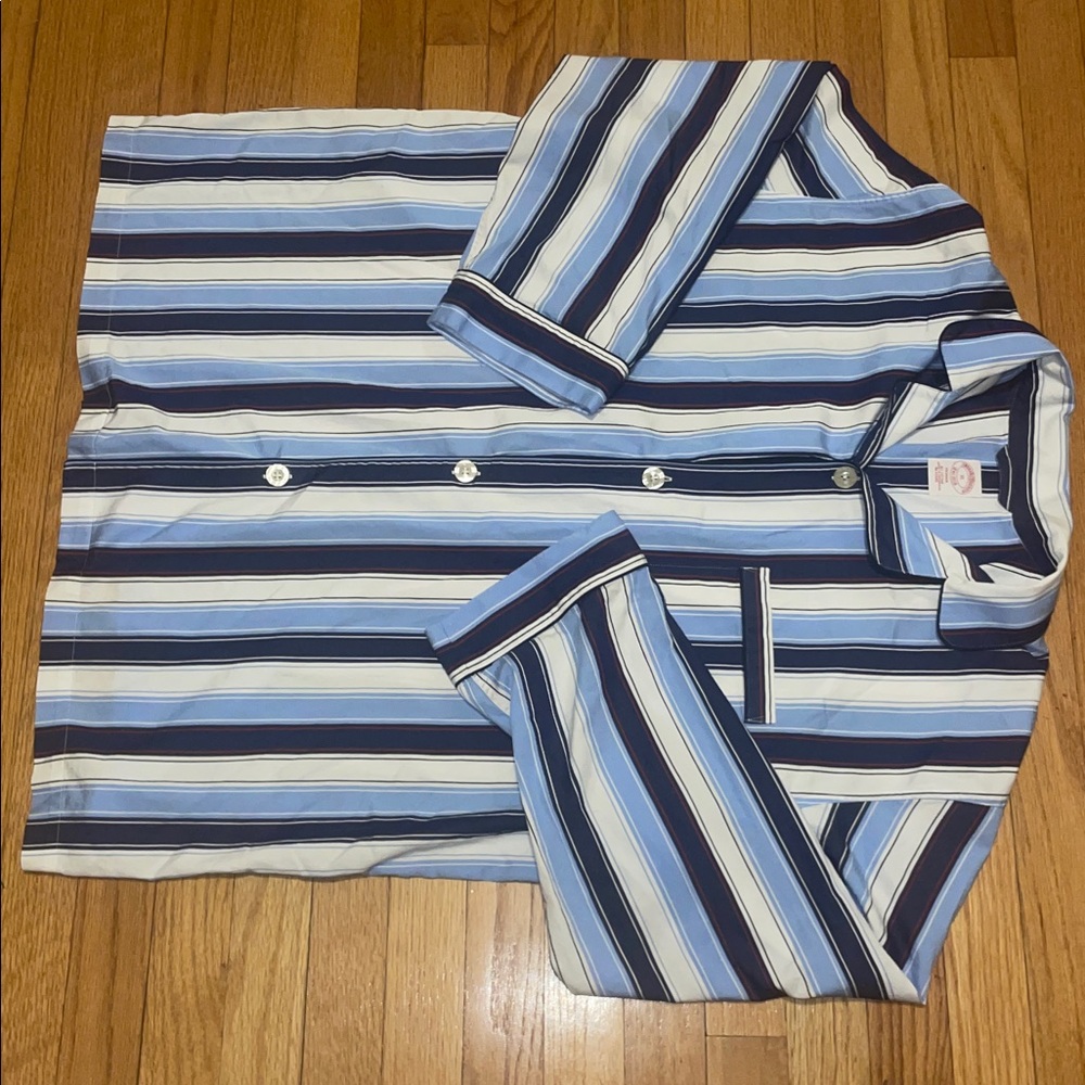 Brooks brothers Blue Striped button up Pajama Top red label XL red white blue
